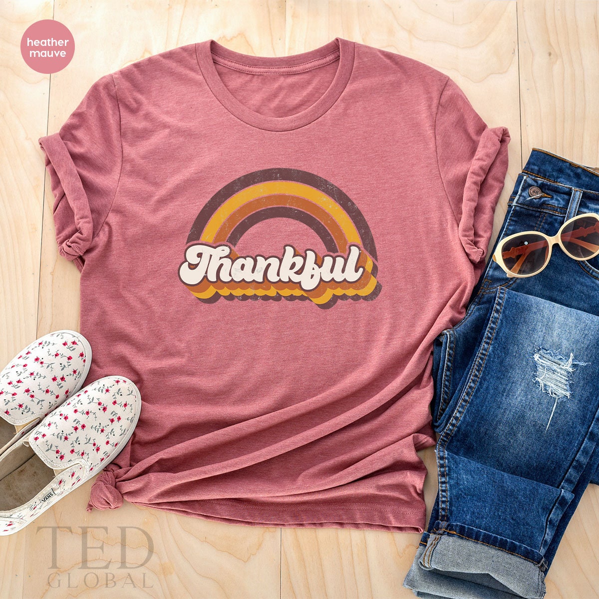 Thanksgiving Retro Rainbow T-Shirt, Family Thanksgiving T Shirt, Pumpkin Shirts, Fall Season Shirt, Rainy season TShirt, Thanksgiving Gift - Fastdeliverytees.com