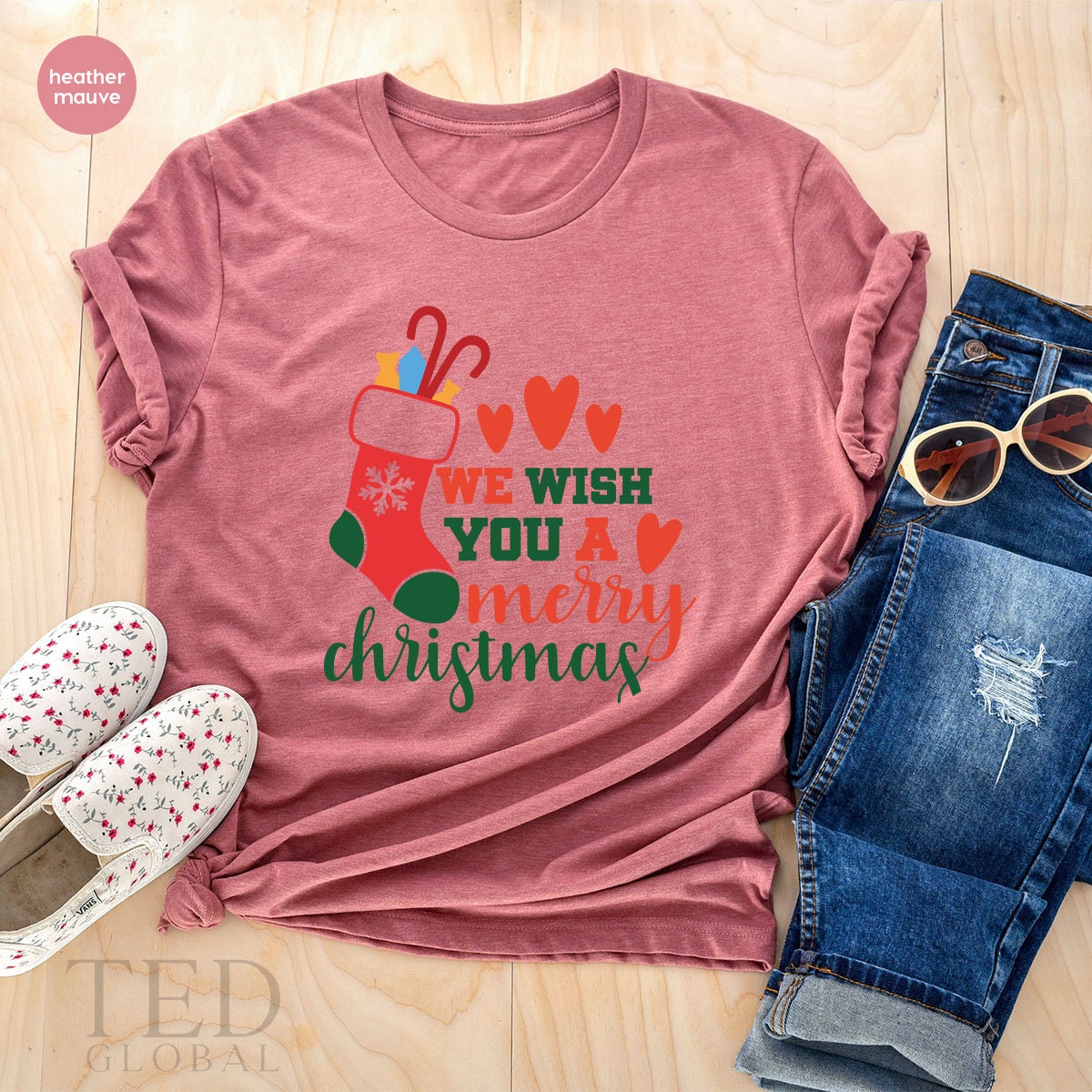 Cute Socks And Candy T-Shirt, We Wish You A Merry Christmas T Shirt, Funny Family Christmas Shirts, Holiday Outfit Shirt, Christmas Gift - Fastdeliverytees.com