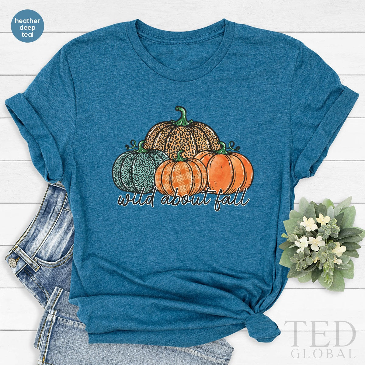 Cute Pumpkin Lover T-Shirt, Wild About Fall T Shirt, Family Thanksgiving Shirts, Pumpkin Season Shirt, Funny Fall TShirt, Thanksgiving Gift - Fastdeliverytees.com