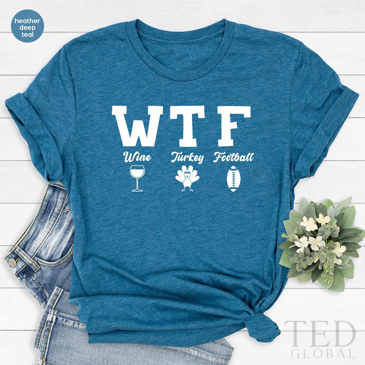 WTF Wine Turkey Football Tennessee Titans Thanksgiving Sweatshirt 