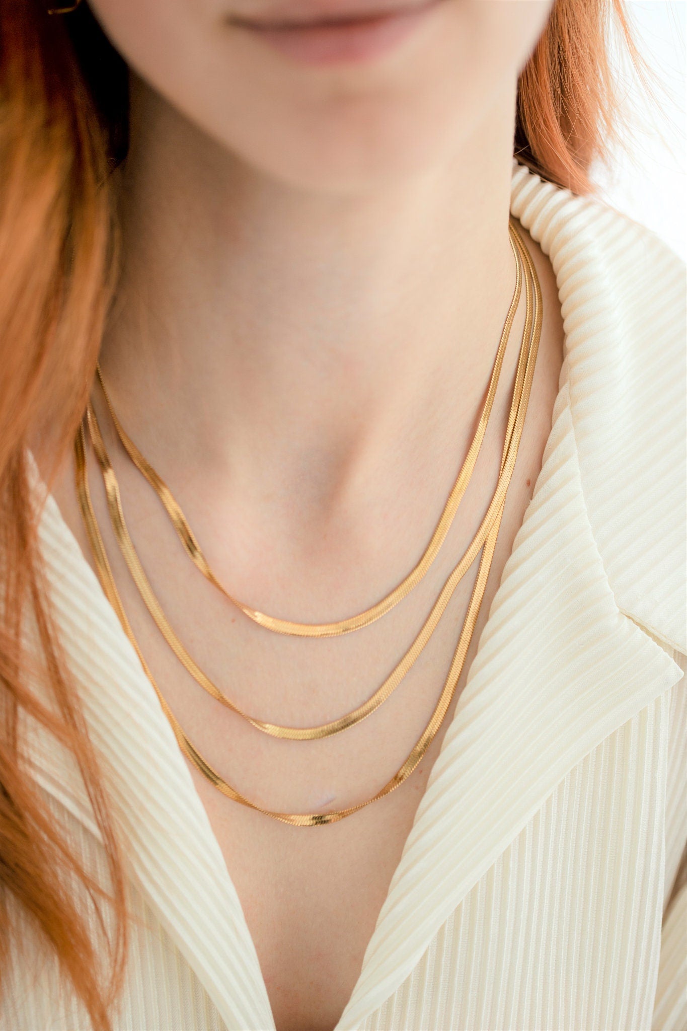 Chic Layered Crystal Tassel Herringbone Chain Necklace Set – ArtGalleryZen