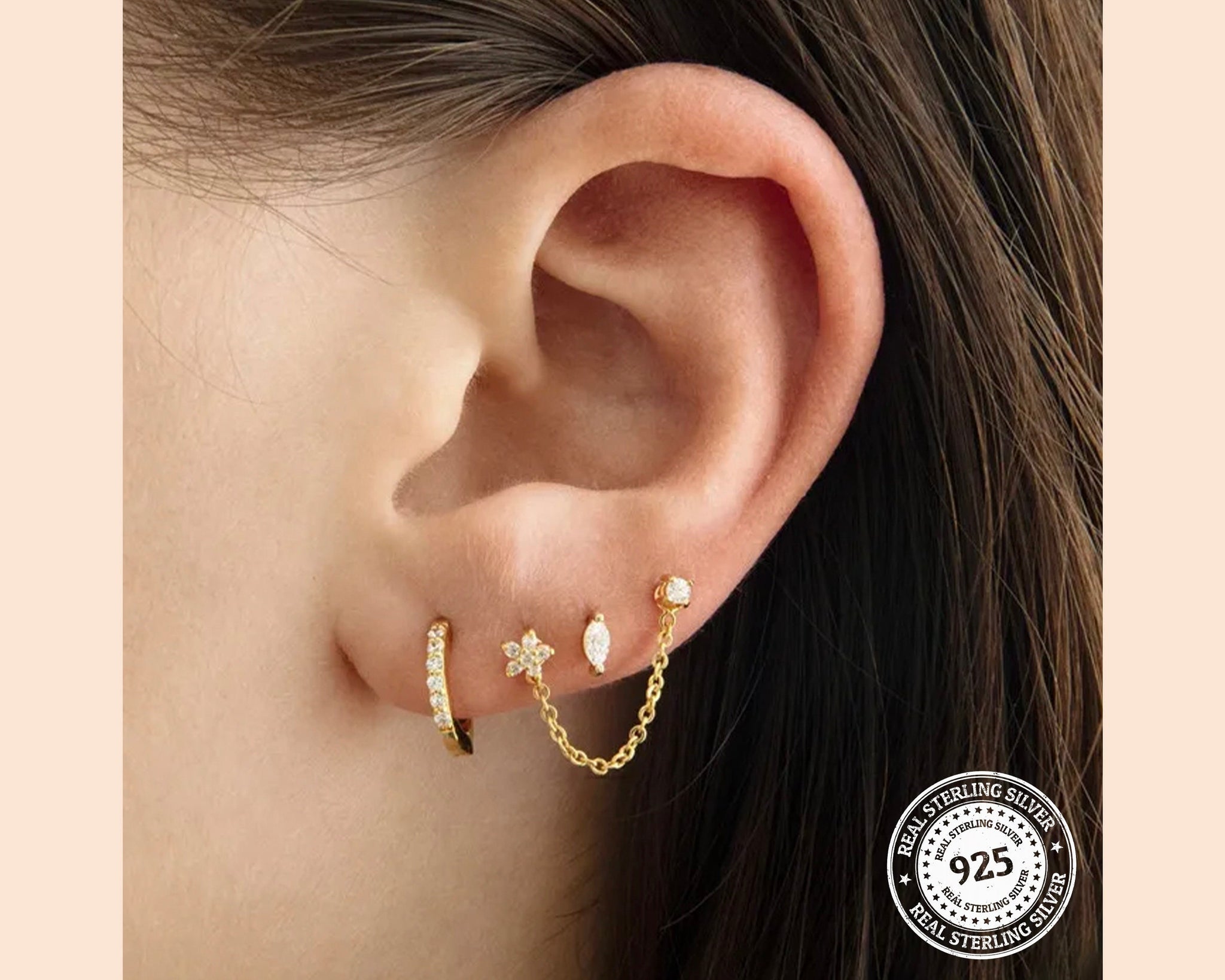 Gold Studs, Hoop & Dangle Earrings