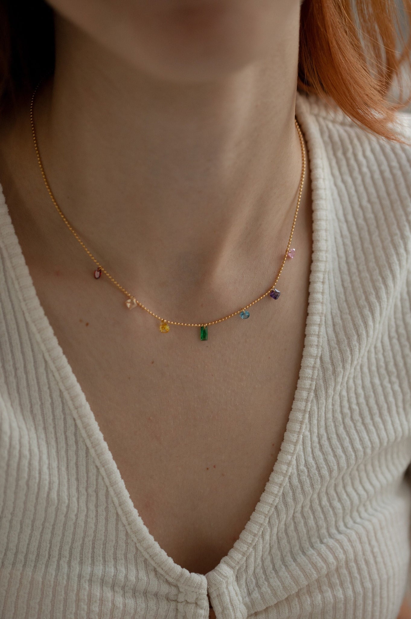 Color Flight Dainty Beaded Necklace: Rainbow | Freshie & Zero